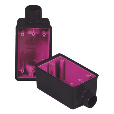 Caja Rectangular de 3/4 / 1 Entrada / Con Recubrimiento Exterior de PVC e Interior Purpura