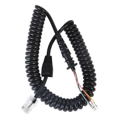 Cable de Micrófono Espiral / Conector 8P8C6 / Longitud 280 mm / Diámetro 4.5 mm / Temperatura -20~105°C / PP-PU Negro