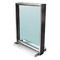 Ventana blindada Nivel III / Acero inoxidable / Cristal 38mm / Charola pasa documentos / 90cm x 70cm (2.95ft x 2.30ft)