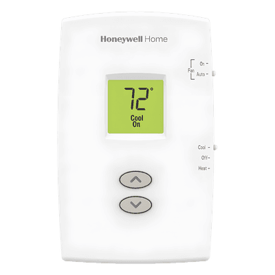 Termostato No Programable / 1 Etapa Calor/Frío / Alimentación 20-30 VAC o Baterías AAA / Terminales R, RC, C, W, Y, G, O, B / Formato Vertical