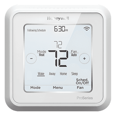 Termostato inteligente Wi-Fi con geolocalización para sistemas de hasta 3H/2C bomba de calor o 2H/2C convencional, serie T6 Pro