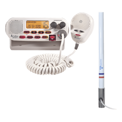 Kit de radio MRF45D | mas antena marina TX-5101-SYS fabricada en fibra de vidrio con base roscable de acero inoxidable 