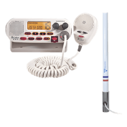 Kit de radio MRF45D | mas antena marina TX-5101-SYS fabricada en fibra de vidrio con base roscable de acero inoxidable 