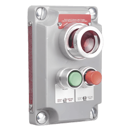 Cubierta para Estación de Control con 2 Botones Pulsadores Rojo-Verde y Luz Piloto Roja / Uso en Áreas Clasificadas