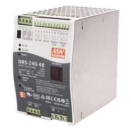 Fuente de Poder Industrial de 240W con Cargador de Baterías, salida 48Vcc, 5A, para montaje Riel Din