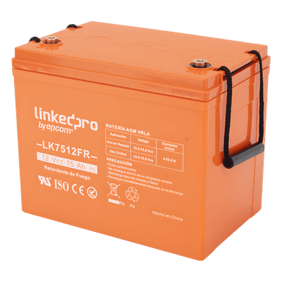 Batería de respaldo 12 V | 75 Ah | AGM | Certificada UL94-V0 Retardante a la Flama | Especial para Seguridad Electrónica | UPS  | Sistemas de Emergencia | Vida útil 5 años | Terminales T3 
