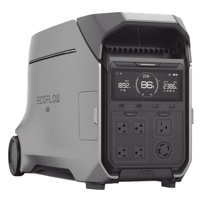 Estación de Energía Portátil DELTA PRO3 / 4096Wh Litio LFP / 5 AC 4000W (8000W Pico) / 2 USB-C 100W / Capacidad para Aumentar Respaldo / Cargador de Coche 10A a 12.6V / Conectividad WiFi y Bluetooth (App) / Carga Solar 2600W Max. (2 P