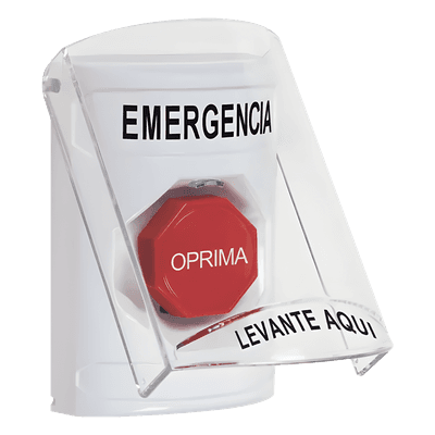 Botón Multipropósito / Montaje Superficie / Tapa Policarbonato / Pre-Alarma Integrada / Texto Español / Compatible ADA / Solo Interior