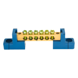 Terminal de CableadoTipo Puente / 6 Orificios / Tornillos M5 / PP Retardante a la Flama / 16 mm² / 80 A / 750 V CA