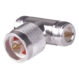 Adaptador en T, de Conector N Macho a Doble N Hembra, Plata/ Oro/ Teflón.