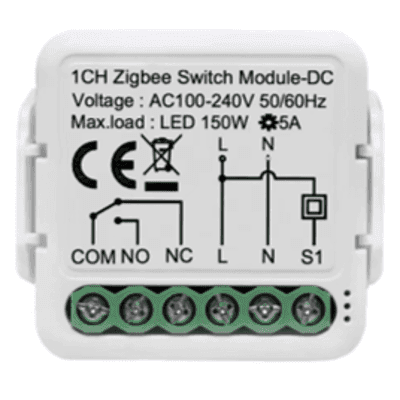 ZigBee Modulo switch relevador salida de Contacto Seco /  100-240V / 5A / 150W LED 