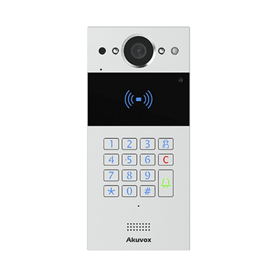 Videoportero SIP / Teclado y Lector de Tarjeta / Notificación App / Notificación Llamada Telefónica / Configuración en la Nube / POE / IP65 / Cámara de 2 MP / NFC / PIN Temporal para Visitas / Control de 2 Puertas