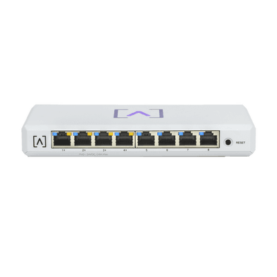 Switch Gigabit PoE+ Administrable / 8 puertos 10/100/1000 Mbps (4 de ellos PoE+ 802.3af/at) / Hasta 60W / Administración nube gratuita / Presupuesto de 60W