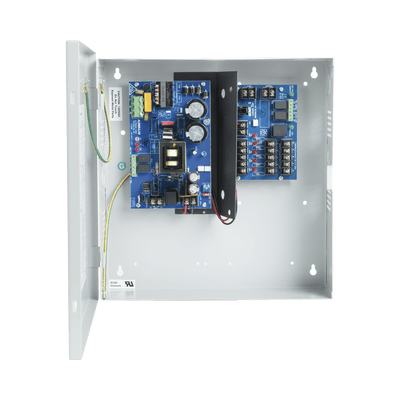 12 o 24 Vcc @ 6 A / fuente tipo control / 1 entrada / 5 salidas / aplicaciones en control de acceso, cctv, incendio , capacidad de baterías / Se requiere baterías.