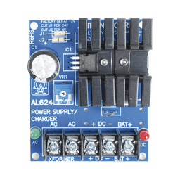 6 o 12 o 24 Vcc @ 1.2  A o 0.75 A / fuente tipo tarjeta / 1 salida / requiere transformador de entrada / capacidad de respaldo / Batería no incluida.