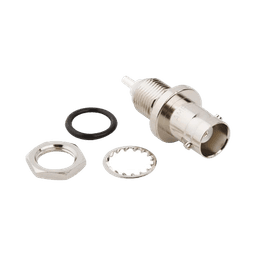 Conector BNC Hembra para Chasis en Doble D Plano, 4 GHz, Amphenol UG-657/U, Níquel/ Plata/ Teflón.