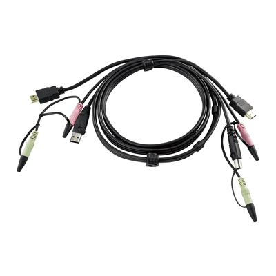  Cable KVM USB HDMI | Audio | 1.8m | Conexión de PC a Conmutador KVM | Compatible con Conmutadores ATEN