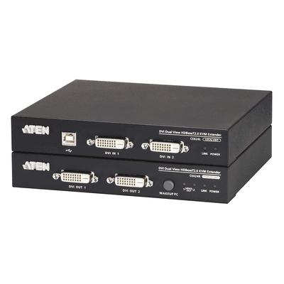 Extensor KVM| HDBaseT extiende las señales de video, audio USB y RS-232 a través de un solo cable Cat6/6a | 2.0 DVI | Dual Display | USB (1929x 1200 a 100m)