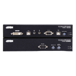 Extensor KVM DVI | Transmisión por Fibra Óptica | Distancia hasta 600 m | Resolución 1920x1200 a 60 Hz | Señales RS-232 y USB