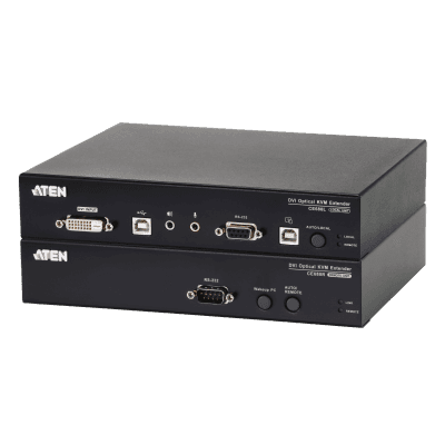 Extensor KVM DVI | Transmisión por Fibra Óptica | Distancia hasta 600 m | Resolución 1920x1200 a 60 Hz | Señales RS-232 y USB