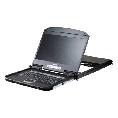 Switch KVM LCD | Monitor Integrado 1U | 8-16 Puertos PS2-USB | Monitor LED 18.5 in 1366x768 | Control hasta 256 Computadoras | Touchpad Integrado | Luz LED para Baja Iluminación | Cascading Multi-Nivel | Modo Broadcast y Auto Scan