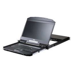 Switch KVM LCD | Monitor Integrado 1U | 8-16 Puertos PS2-USB | Monitor LED 18.5 in 1366x768 | Control hasta 256 Computadoras | Touchpad Integrado | Luz LED para Baja Iluminación | Cascading Multi-Nivel | Modo Broadcast y Auto Scan