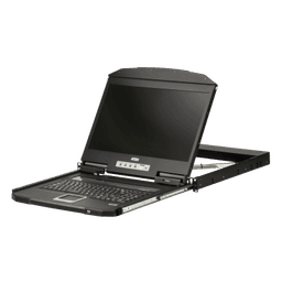 Consola LCD KVM Ultra Short Depth Single Rail | Pantalla Ancha 18.5" LED | Resolución Full HD 1920x1080 @ 60Hz | USB y HDMI | Teclado y Touchpad Integrados | Diseño Compacto para Racks | MIL-STD-810G | Compatible con KVM HDMI