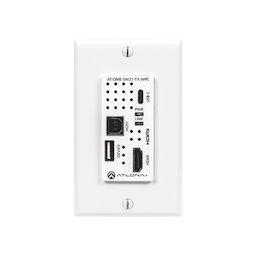 Placa de pared con Switcher y Transmisor HDBaseT con entradas HDMI y USB-C con concentrador USB para integración de AV