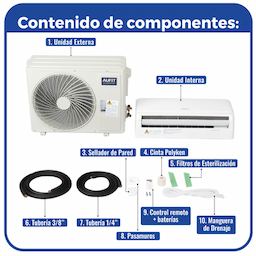 Minisplit WiFi Inverter / SEER 20 / 12,000 BTUs ( 1 TON ) / R32 / Frío / 110 Vca / Filtro de Salud / Compatible con Alexa y Google Home.