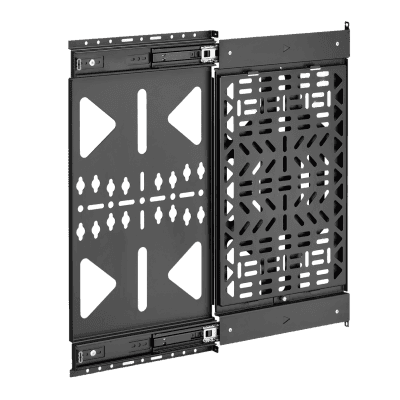 Montaje Deslizante de Almacenamiento AV | Capacidad de Carga 10 kg (22 lbs) | Rango de Deslizamiento 300 mm | Fabricado en Acero | Sistema de Sujeción Quick-Release sin Herramientas