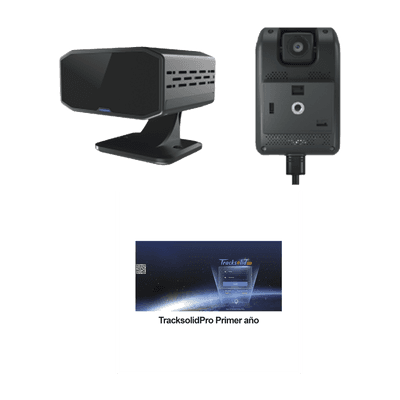 KIT Dashcam con sistema de control ADAS (asistencia de manejo) y Camara DMS con IA (JC170) / Multiples alarmas /Comunicación dos vías / ideal para flotas vehiculares / Facil instalacio / Incluye primer año TrackSolidPro