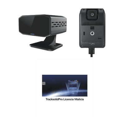 KIT Dashcam con sistema de control ADAS (asistencia de manejo) y Camara DMS con IA (JC170) / Multiples alarmas /Comunicación dos vías / ideal para flotas vehiculares / Facil instalacio / Incluye licencia vitalicia plataforma TrackSolidPro