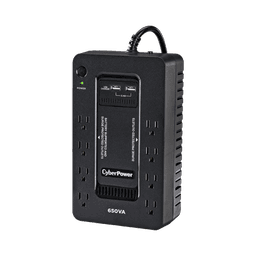 UPS de 650 VA/390 W, Topología Standby con Modo Ahorrador ECO, Entrada 120 Vca NEMA 5-15P, Con 8 Tomas NEMA 5-15R 