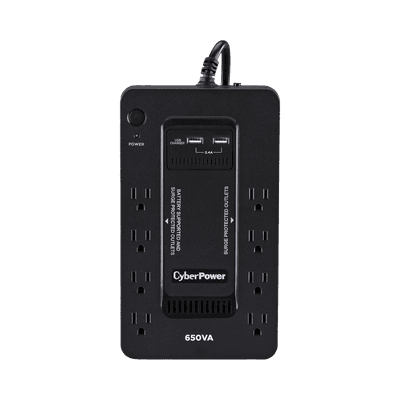UPS de 650 VA/390 W, Topología Standby con Modo Ahorrador ECO, Entrada 120 Vca NEMA 5-15P, Con 8 Tomas NEMA 5-15R 