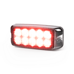 Luz De Advertencia De 5x2" 10 Led, Rojo/Claro, Bisel Cromado, Lente Transparente