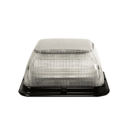 Baliza LED bicolor, cuadrada, base de polipropileno reforzado, perfil medio, 12-24 Vcc, 24 patrones de destello, lente transparente, iluminación ámbar / clara