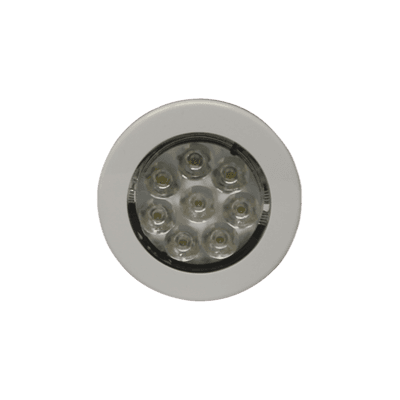 Mini luz de cortesía de 8 LEDs circular con bisel blanco 2.8"