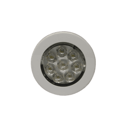 Mini luz de cortesía de 8 LEDs circular con bisel blanco 2.8"