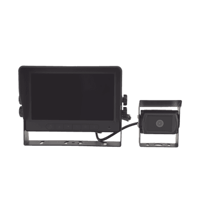 Cámara de Reversa con Monitor / Detección IA de Peatones y Vehículos / HD 720p / IR 18 LED / Expandible a 2 Cámaras / Monitor Táctil