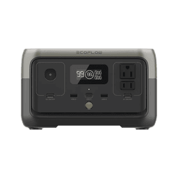 EcoFlow River 2 | Estación de Energía Portátil 256Wh Litio LFP / 2 AC 300 W (Max. 600W) / 1 USB-C 60W / 2 USB -A 12W / Cargador de Coche 8A a 12 o 24V / Conectividad WiFi y Bluetooth (App) / Carga Solar 110W Max.