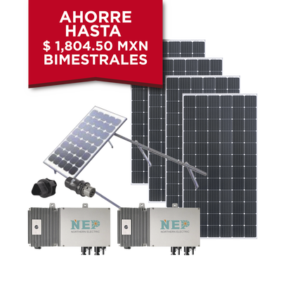 Kit Solar para interconexión de 1.1 kW de Potencia, 220 Vca con Micro Inversores y Paneles Monocristalinos de Máxima Eficiencia.