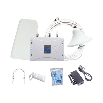 Kit Amplificador de Señal Celular 4G LTE, 3G y Voz. Funciona con Todos los Operadores. Soporta Múltiples Dispositivos y Tecnologías. Hasta 1000 metros cuadrados de Cobertura