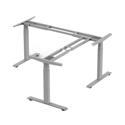 Base de Escritorio Motorizado Profesional Tipo L (3 Columnas) / Altura Ajustable 60-125cm / Estructura Estable / Funcionamiento Suave / 4 Preset de Posiciones / Color Gris / Soporta hasta 150Kg de carga 