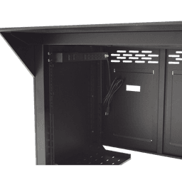 Escritorio Estación Mobiliaria Profesional de Monitoreo y Control / Videovigilancia / Acceso / Alarmas / Etc... / Metal Negro y Madera Tono Oscuro