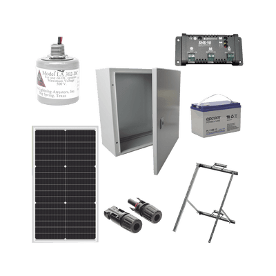 Kit Solar de 12 Vcc para alimentar energizador de cerca electrificada. Instalación de panel en poste. 