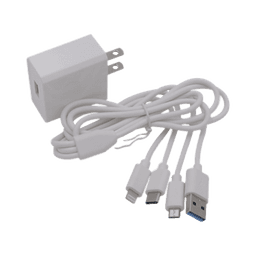 Cargador de pared USB de 5 Vcc 2A / Multi-puertos / USB-C / Micro USB / Tipo C / Lightning (iPhone) / Extensión de cable 1.2 metros