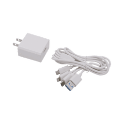 Cargador de pared USB de 5 Vcc 2A / Multi-puertos / USB-C / Micro USB / Tipo C / Lightning (iPhone) / Extensión de cable 1.2 metros