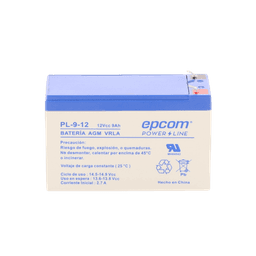 Batería 12 Vcc / 9 Ah / UL / Tecnología AGM-VRLA / Para uso en equipo electrónico Alarmas de intrusión / Incendio/ Control de acceso / Video Vigilancia / Terminales F1 / Cargador recomendado CHR-80.