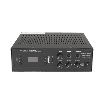 Amplificador de Potencia Digital / 120W / Salida 4~16Ω o 100V / Entrada XLR con Phantom 48V / Bluetooth / FM / USB y TF / Protección contra Cortocircuito