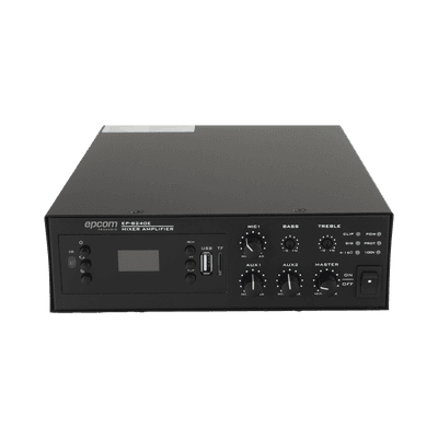 Amplificador Digital Mini MP3 con Bluetooth | 240W | Entrada XLR Micrófono 48V | 2 Entradas RCA | USB y TF Card | FM Radio | Control Remoto | Protección contra Cortocircuito y Sobrecarga | 100v / 4-16 Ohms